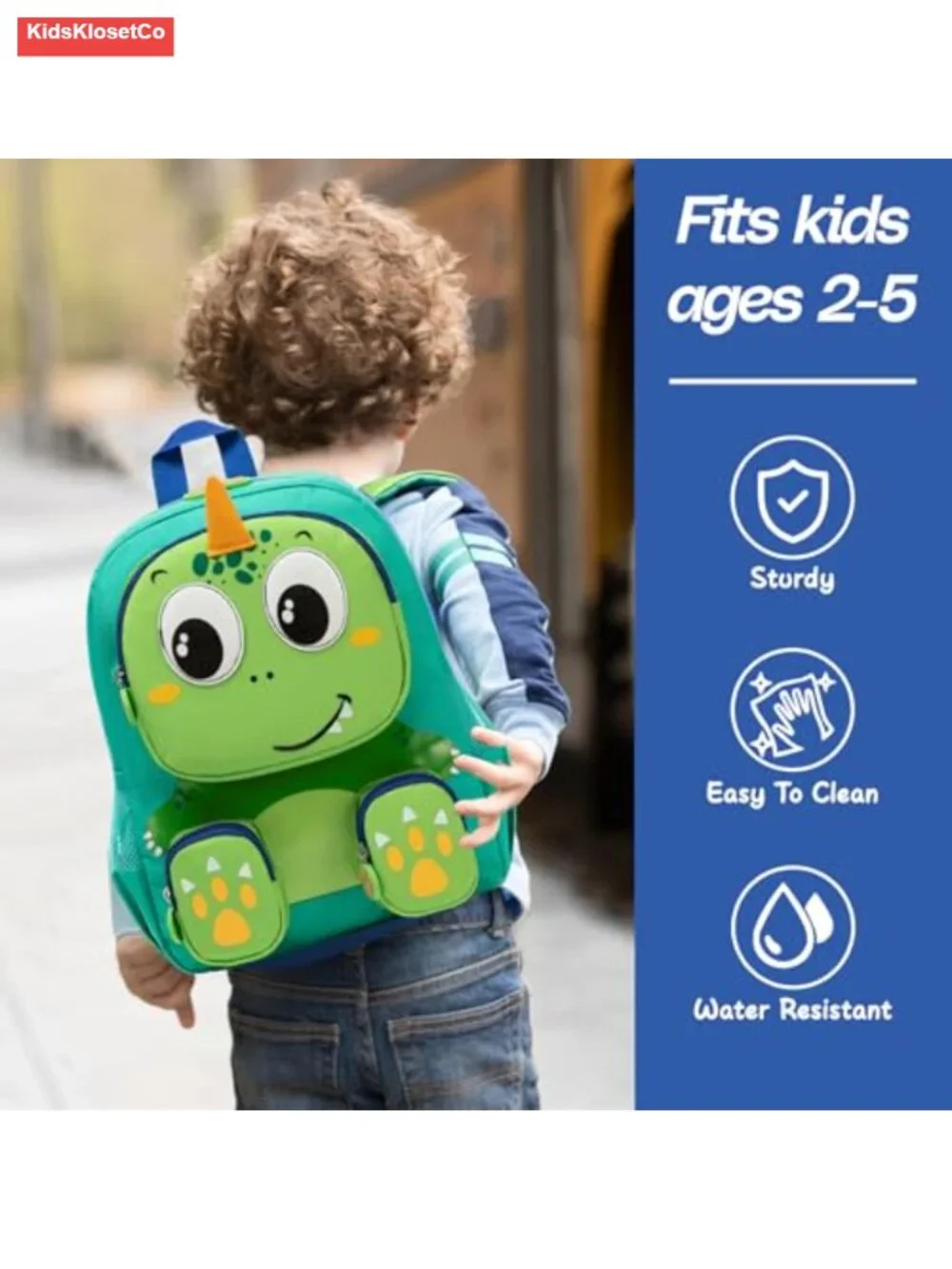 Toddler Dinosaur Backpack for Boys 2-5, Preschool School Bookbag with Chest